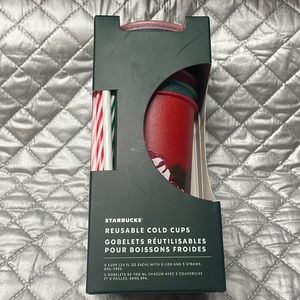 Starbucks reusable cold cups. Holiday edition. Set of 5. NWT.